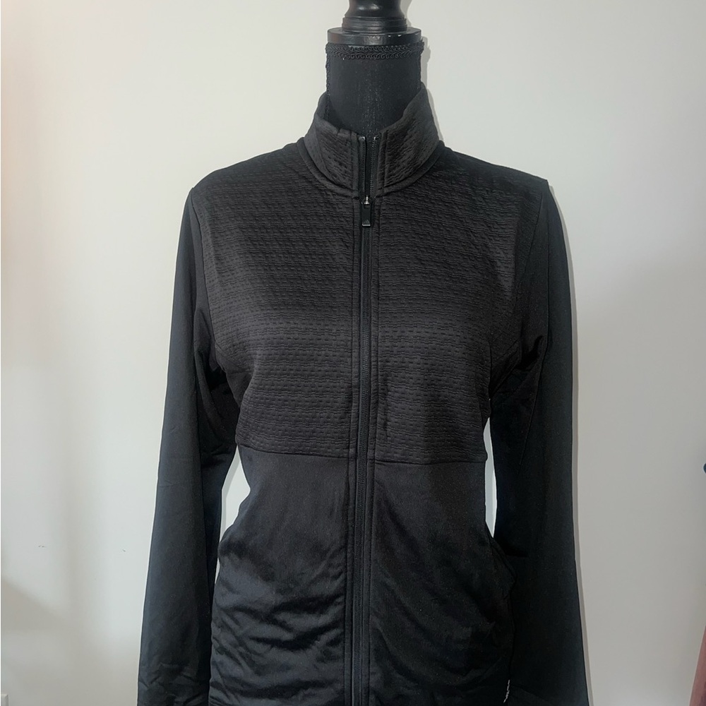 Adidas Black Utility Jacket with Stand-Up Collar and Quilted Texture